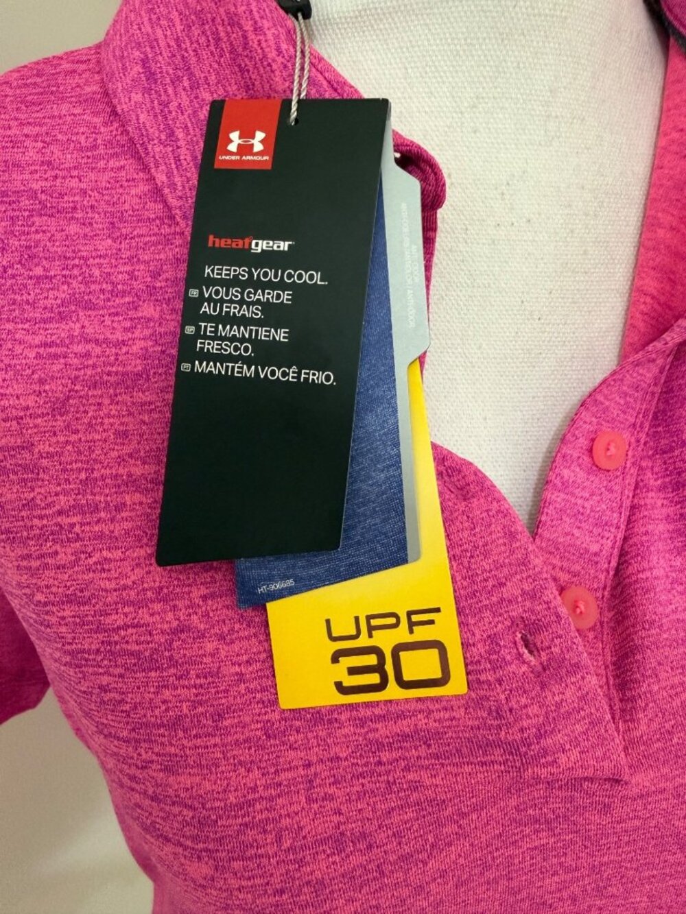 Under Armour New Women’s Medium Golf BMW Pink Polo Short Sleeve UPF 30 - Picture 7 of 10